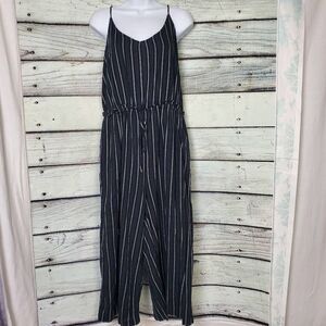 Universal Thread Striped Wide Leg Jumpsuit Women’s Size L Black White Adjustable